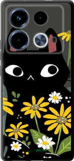 TPU чехол Черный кот с цветами для Infinix Note 40 - 6448b-3707 изображение 