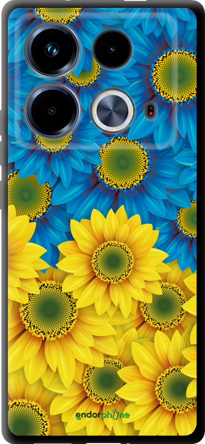 TPU чехол Жёлто-голубые цветы для Infinix Note 40 - 1048b-3707 изображение 