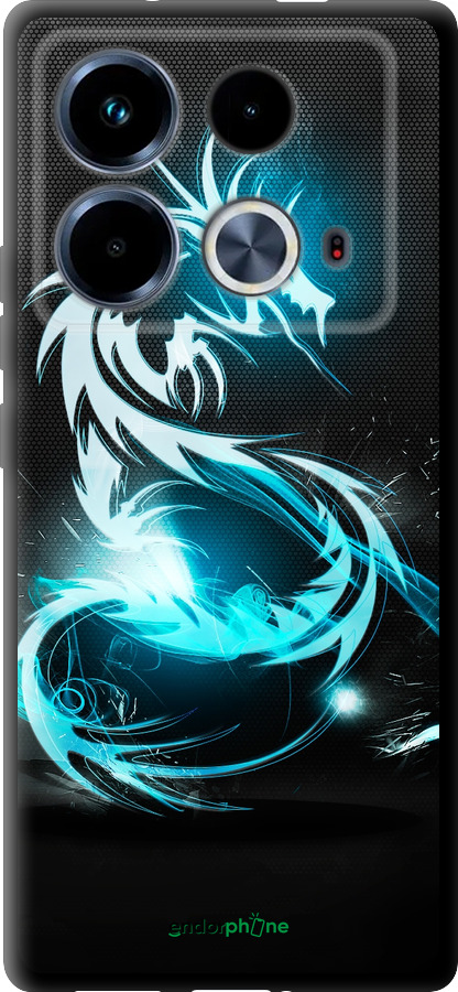 TPU чехол Бело-голубой огненный дракон для Infinix Note 40 - 113b-3707 изображение 
