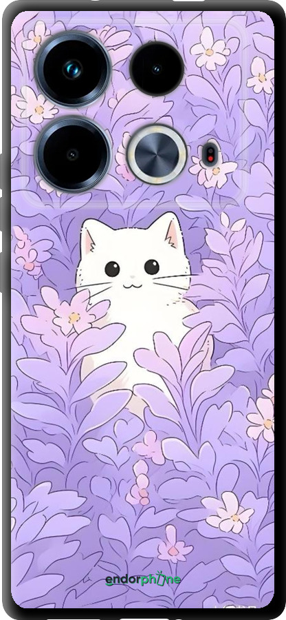 TPU чехол Котик в цветах для Infinix Note 40 - 6390b-3707 изображение 