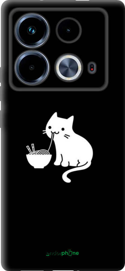 TPU чехол С милым котом на черном фоне для Infinix Note 40 - 6528b-3707 изображение 