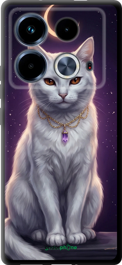 TPU чехол Mystic White Cat Gothic Dark Purple Gold для Infinix Note 40 - 6805b-3707 изображение 