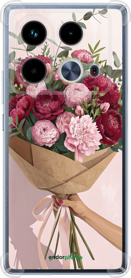 Силіконовий протиударний с посиленими кутами чехол Півонії 1 для Infinix Note 40 - 6705sp-3707 изображение 