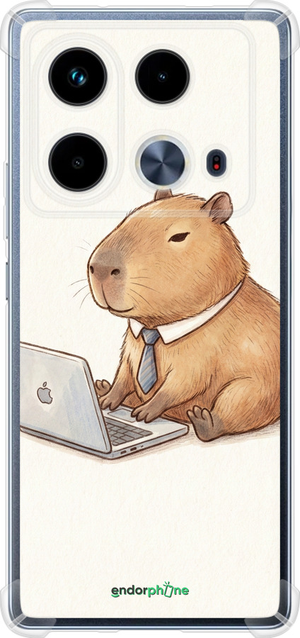 Силіконовий протиударний с посиленими кутами чехол Funny Capybara CEO Working для Infinix Note 40 - 6777sp-3707 изображение 