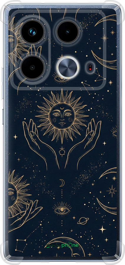Силикон с усиленными углами чехол Celestial Harmony: Sun & Moon Gold Mystic Pattern для Infinix Note 40 - 6778sp-3707 изображение 