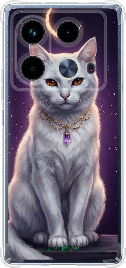 Силикон с усиленными углами чехол Mystic White Cat Gothic Dark Purple Gold для Infinix Note 40 - 6805sp-3707 изображение 