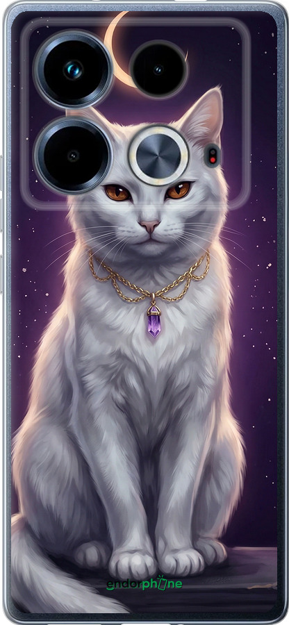 Силіконовий чехол Mystic White Cat Gothic Dark Purple Gold для Infinix Note 40 - 6805u-3707 изображение 