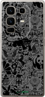 Силиконовый чехол Чёрно-серый стикер бомбинг для Infinix Note 50 Pro+ - 2432u-4041 изображение 