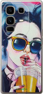 Силіконовий чехол Арт-дівчина в окулярах для Infinix Note 50 Pro+ - 3994u-4041 изображение 