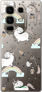 Силиконовый чехол Единорог и кофе для Infinix Note 50 Pro+ - 4661u-4041 изображение 