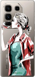 Силиконовый чехол Девушка с бокалом для Infinix Note 50 Pro+ - 4662u-4041 изображение 