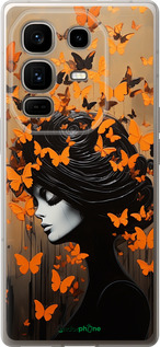 Силиконовый чехол Чехол для телефона Девушка с оранжевыми бабочками для Infinix Note 50 Pro+ - 5940u-4041 изображение 