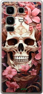 Силиконовый чехол Череп в розовых цветах для Infinix Note 50 Pro+ - 5965u-4041 изображение 