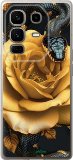 Силиконовый чехол Black snake and golden rose для Infinix Note 50 Pro+ - 6068u-4041 изображение 