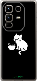 Силиконовый чехол С милым котом на черном фоне для Infinix Note 50 Pro+ - 6528u-4041 изображение 