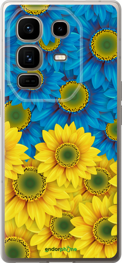 Силиконовый чехол Жёлто-голубые цветы для Infinix Note 50 Pro+ - 1048u-4041 изображение 