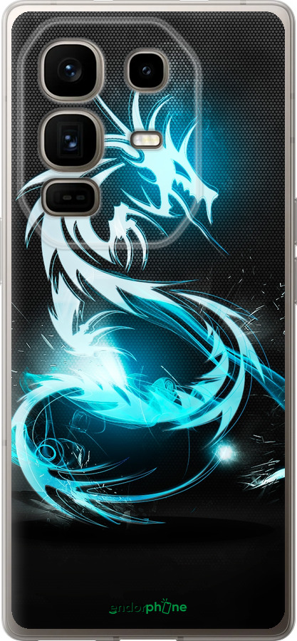 Силиконовый чехол Бело-голубой огненный дракон для Infinix Note 50 Pro+ - 113u-4041 изображение 