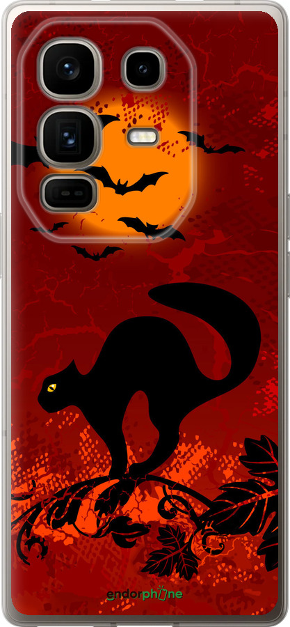 Силиконовый чехол Чёрная кошка под луной для Infinix Note 50 Pro+ - 1190u-4041 изображение 