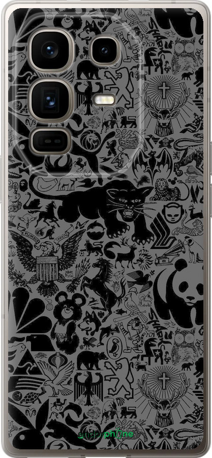 Силиконовый чехол Чёрно-серый стикер бомбинг для Infinix Note 50 Pro+ - 2432u-4041 изображение 