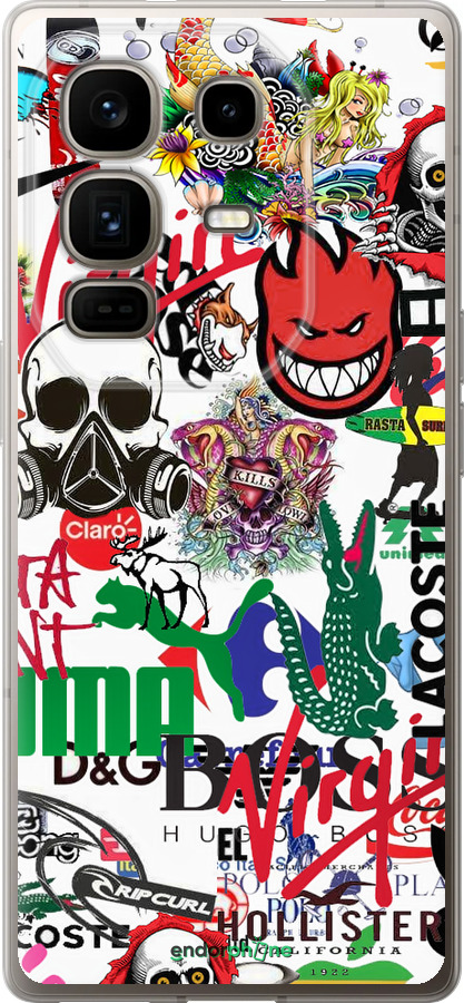 Силиконовый чехол Many different logos для Infinix Note 50 Pro+ - 4022u-4041 изображение 