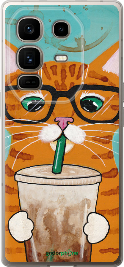 Силиконовый чехол Зеленоглазый кот в очках для Infinix Note 50 Pro+ - 4054u-4041 изображение 