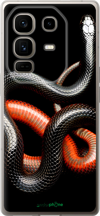 Силиконовый чехол Красно-черная змея на черном фоне для Infinix Note 50 Pro+ - 4063u-4041 изображение 