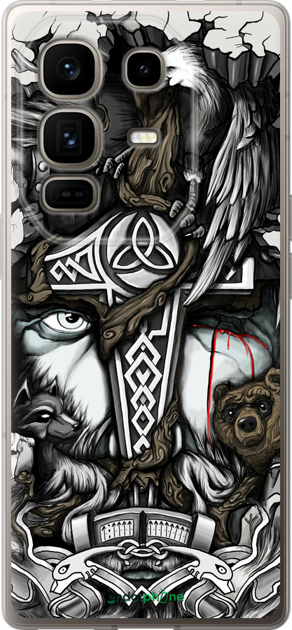 Силиконовый чехол Тату Викинг для Infinix Note 50 Pro+ - 4098u-4041 изображение 