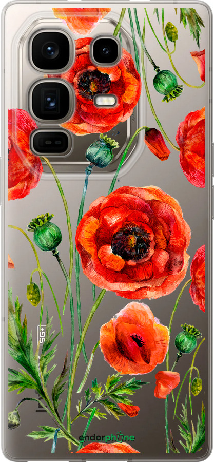 Силиконовый чехол Нарисованные маки для Infinix Note 50 Pro+ - 4278u-4041 изображение 