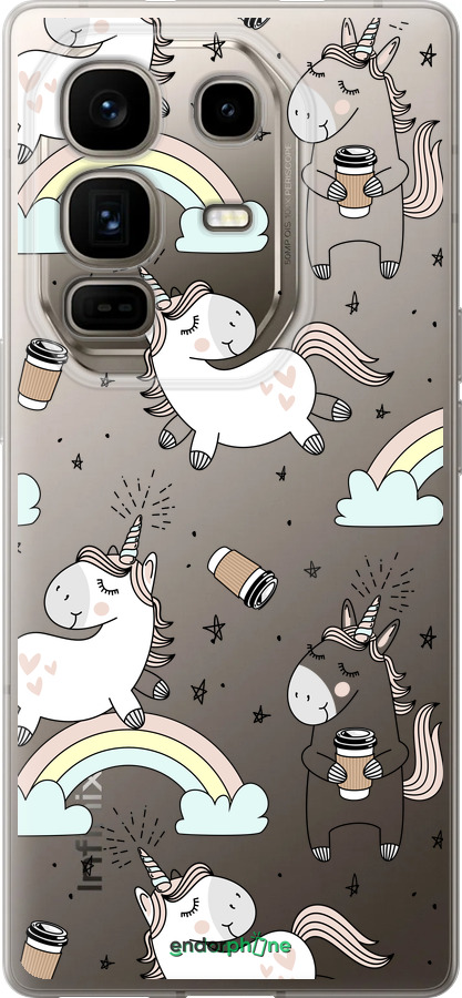 Силиконовый чехол Единорог и кофе для Infinix Note 50 Pro+ - 4661u-4041 изображение 