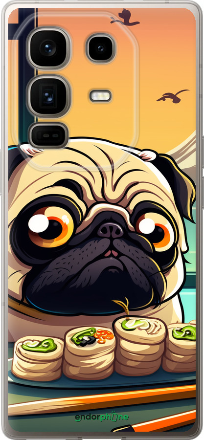 Силиконовый чехол Мопс и суши для Infinix Note 50 Pro+ - 5588u-4041 изображение 