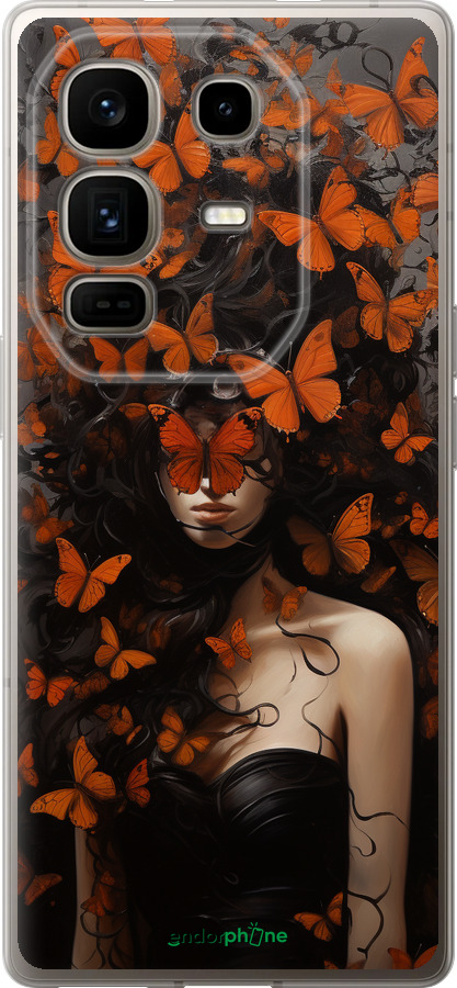 Силиконовый чехол Девушка с оранжевыми бабочками для Infinix Note 50 Pro+ - 5941u-4041 изображение 