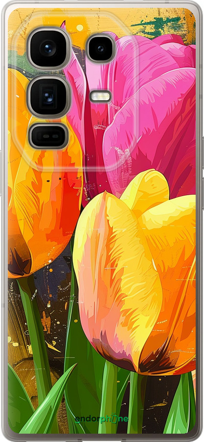 Силиконовый чехол Нарисованные тюльпаны для Infinix Note 50 Pro+ - 5990u-4041 изображение 