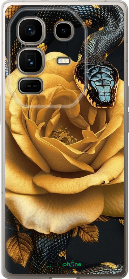 Силиконовый чехол Black snake and golden rose для Infinix Note 50 Pro+ - 6068u-4041 изображение 