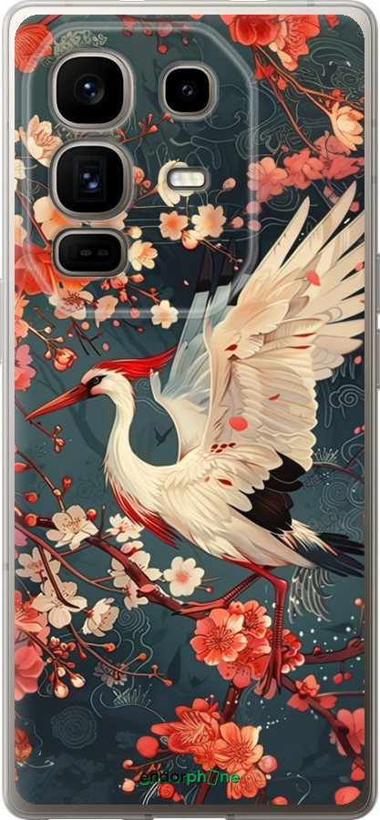 Силиконовый чехол Сакура и аист для Infinix Note 50 Pro+ - 6108u-4041 изображение 