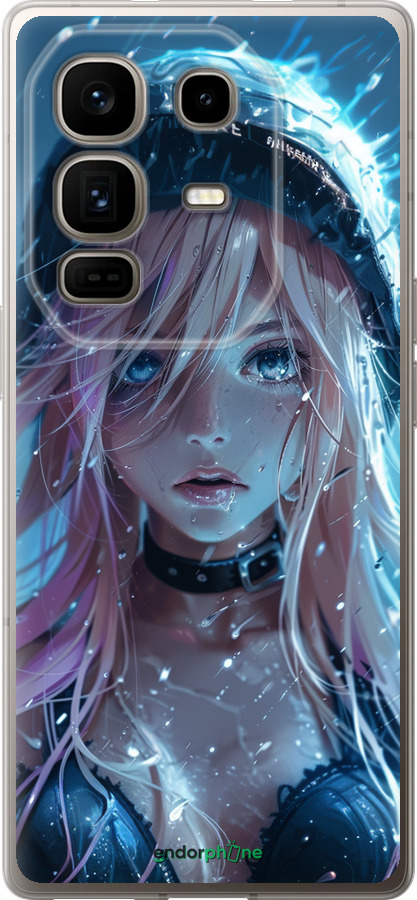 Силиконовый чехол Аниме-дива под дождем для Infinix Note 50 Pro+ - 6120u-4041 изображение 