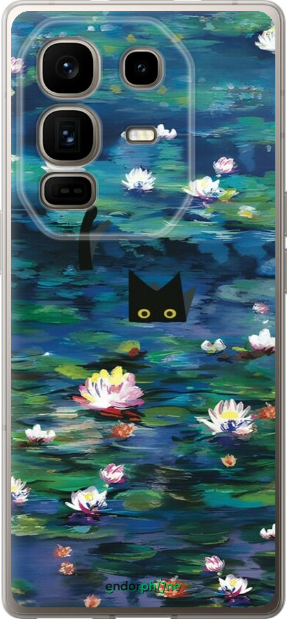 Силиконовый чехол із зображенням водяних лілій та кішок для Infinix Note 50 Pro+ - 6257u-4041 изображение 