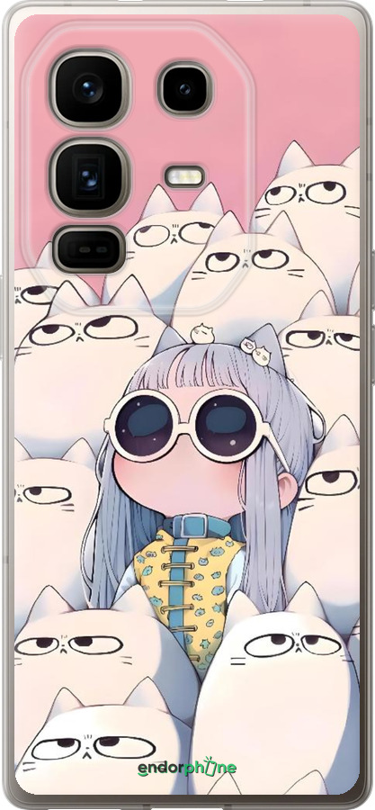 Силиконовый чехол Малышка с котами для Infinix Note 50 Pro+ - 6295u-4041 изображение 