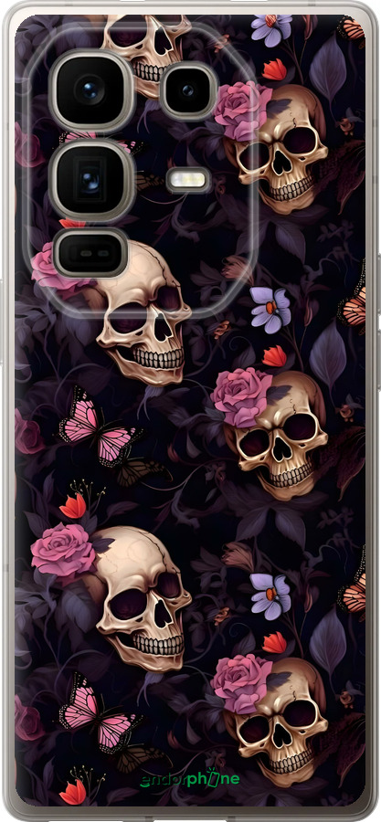 Силиконовый чехол Черепа и розы для Infinix Note 50 Pro+ - 6316u-4041 изображение 