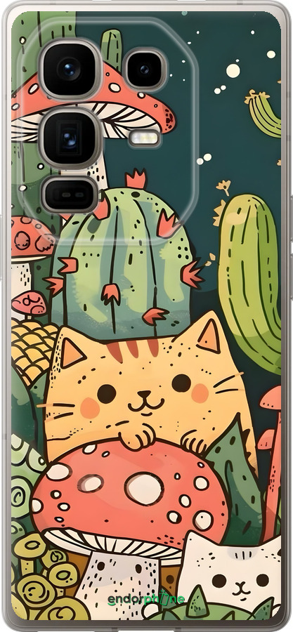 Силиконовый чехол Коты грибы для Infinix Note 50 Pro+ - 6321u-4041 изображение 