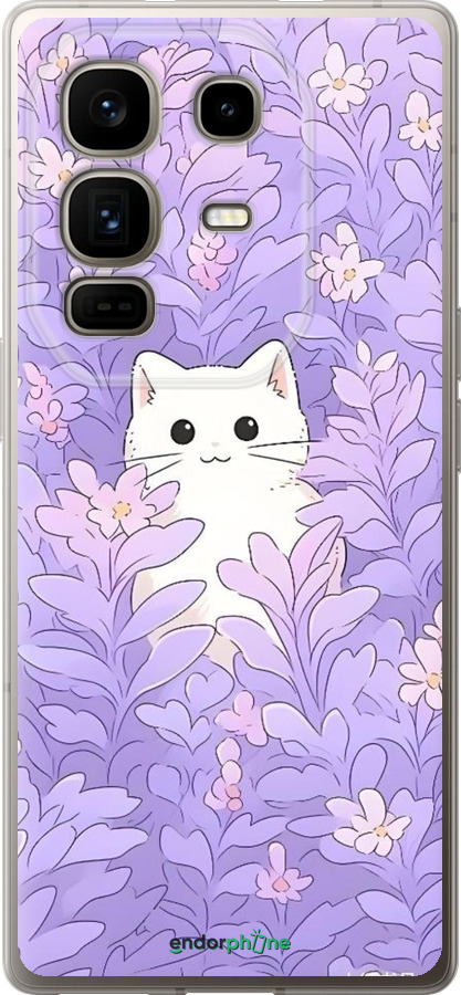 Силиконовый чехол Котик в цветах для Infinix Note 50 Pro+ - 6390u-4041 изображение 