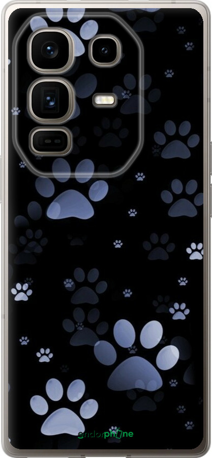 Силиконовый чехол С синими отпечатками лап для Infinix Note 50 Pro+ - 6441u-4041 изображение 