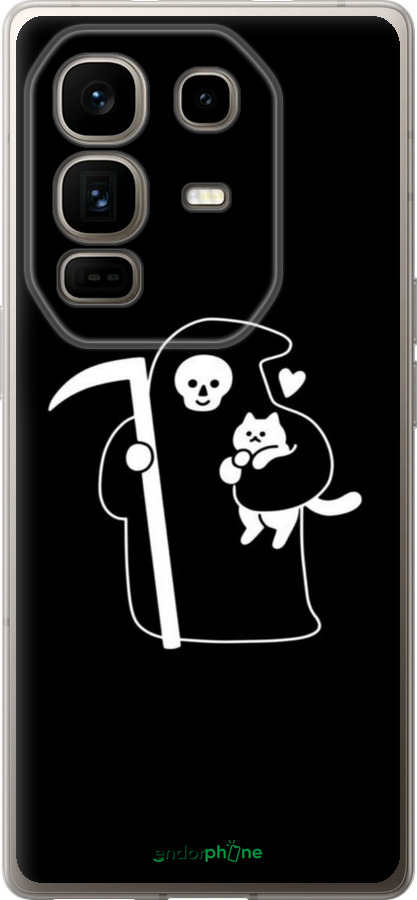 Силиконовый чехол Минималистичный арт: смерть и кошка для Infinix Note 50 Pro+ - 6529u-4041 изображение 