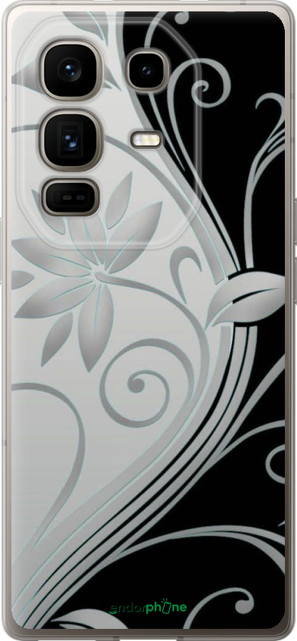 Силиконовый чехол Цветы на чёрно-белом фоне для Infinix Note 50 Pro+ - 840u-4041 изображение 
