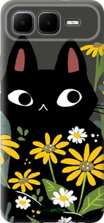 Силиконовый чехол Черный кот с цветами для Infinix Smart 10 PLus - 6448u-4108 изображение 