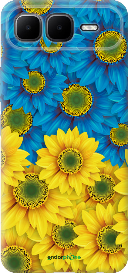 Силиконовый чехол Жёлто-голубые цветы для Infinix Smart 10 PLus - 1048u-4108 изображение 