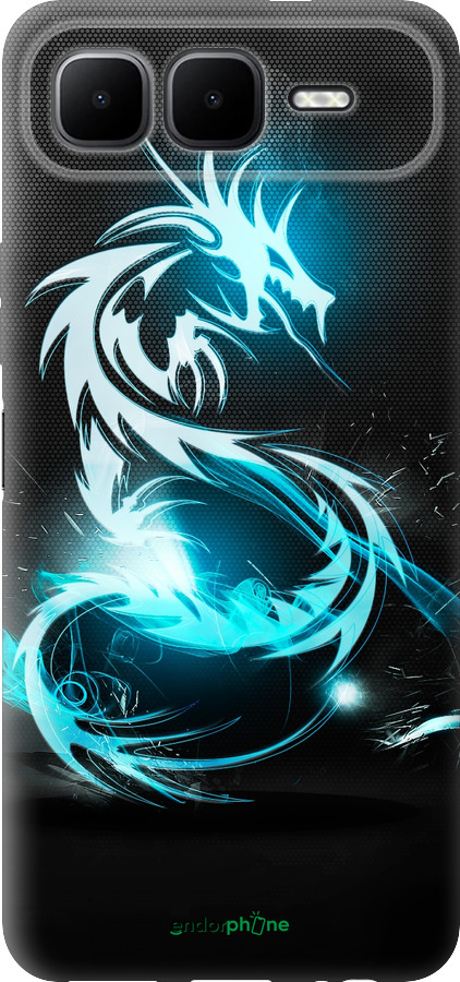 Силиконовый чехол Бело-голубой огненный дракон для Infinix Smart 10 PLus - 113u-4108 изображение 