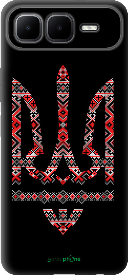 Силиконовый чехол Герб - вышиванка на черном фоне для Infinix Smart 10 PLus - 1196u-4108 изображение 