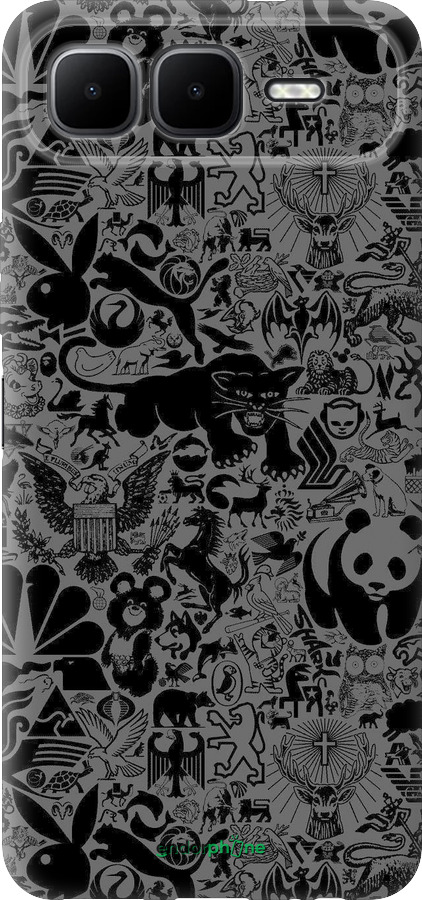 Силиконовый чехол Чёрно-серый стикер бомбинг для Infinix Smart 10 PLus - 2432u-4108 изображение 