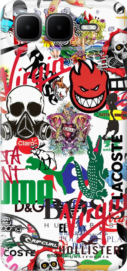 Силиконовый чехол Many different logos для Infinix Smart 10 PLus - 4022u-4108 изображение 