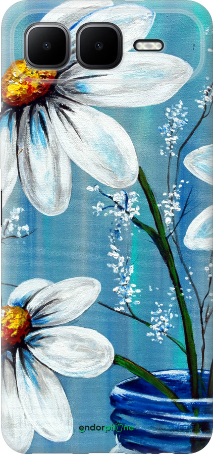 Силиконовый чехол Красивые арт-ромашки для Infinix Smart 10 PLus - 4031u-4108 изображение 